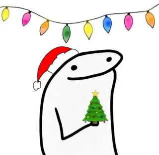 🎄 68a1fba6 christmas, holiday, stick figure, cartoon, christmas tree, lights telegram sticker