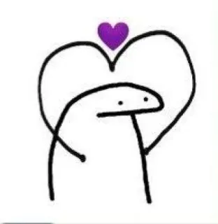 💜 b06a7c27 florkofcows, heart, love, stick figure, cartoon telegram sticker