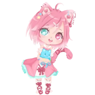 🌸 03e3924c fille anime, kawaii, chibi, rose, fille chat, mignon telegram sticker