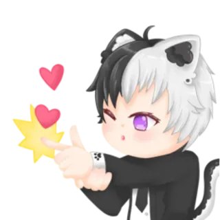 🔫 86e67c22 Anime, Dessin animé, Chat, Coeur, Personnage telegram sticker