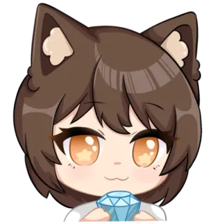 💎 a59f6d6d Anime, Oreilles de chat, Dessin animé, Kawaii, Diamant, Mignon telegram sticker
