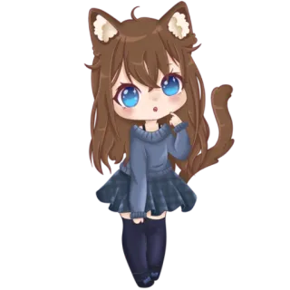 😸 c900be46 Anime, Manga, Chibi, Fille chat, Kawaii, Mignon, Dessin animé telegram sticker
