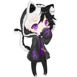 🗝 d076da10 Chibi, Anime, Kawaii, Mignon, Furry, Anthro, Oreilles d'animaux, Clé telegram sticker