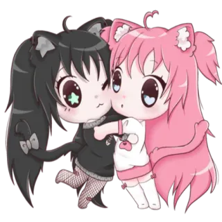 👭 fa08c42a Anime, Kawaii, Chibi, Mignon, Manga, Amitié, Filles telegram sticker
