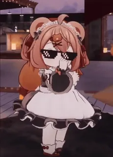 🐻 fb73d693 Anime, Kawaii, Schattig, Maid outfit, Zonnebril, Cartoon telegram sticker