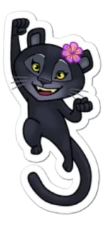 💢 a40da09a 漫画, パンサー, 花, 動物, ハッピー telegram sticker