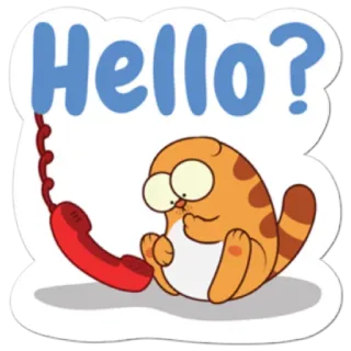 📞 4466760a Hello? gatto, telefono, ciao, carino, cartone animato telegram sticker