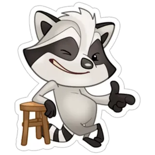 👌 7387e4b7 procione, animale, cartone animato, adesivo, carino telegram sticker