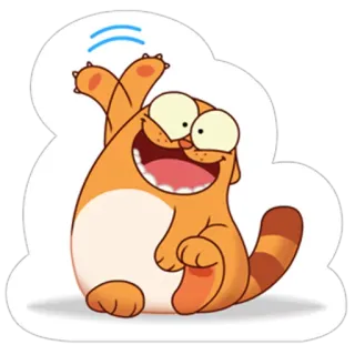 👋 7f10e37e gatto, cartone animato, adesivo, arancione, animale, felice telegram sticker