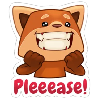 😃 b23cbf34 Pleeease! carino, implorante, supplicare, richiesta, adorabile, cartone animato, panda rosso telegram sticker