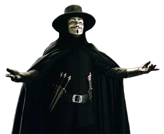 👻 c6fcf7eb V V for Vendetta V pour Vendetta, Guy Fawkes, Anonymous, masque, poignard, personnage de film telegram sticker