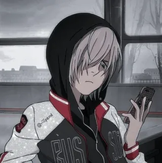 🎟 3e9787d5 @vilipend อนิเมะ, เด็กผู้ชาย, เสื้อฮู้ด, โทรศัพท์, ตัวละคร telegram sticker