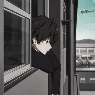 🎟 b750fd28 อนิเมะ, เด็กผู้ชาย, หน้าต่าง, ชุดนักเรียน telegram sticker