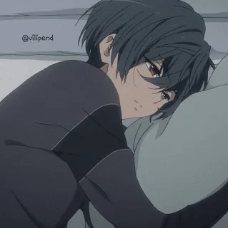 🎟 f541869f @vilipend อนิเมะ, เด็กผู้ชาย, เศร้า, นอน, หมอน telegram sticker