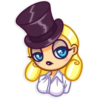 🎩 0d48f7af การ์ตูน, ผู้หญิง, หมวกทรงสูง, สติกเกอร์ telegram sticker