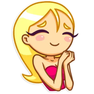 ☺️ 385f6470 การ์ตูน, ผมบลอนด์, ผู้หญิง, ผู้หญิง, สีชมพู, สติกเกอร์ telegram sticker