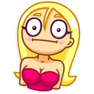 😐 3e30eac7 การ์ตูน, ผู้หญิง, ตัวละคร, ผมบลอนด์, แว่นตา, สติกเกอร์ telegram sticker