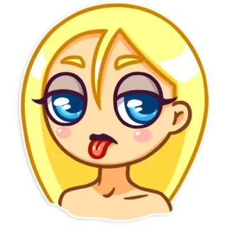 😪 514806a4 การ์ตูน, ผมบลอนด์, ผู้หญิง, สติกเกอร์, น่ารัก, ลิ้น telegram sticker