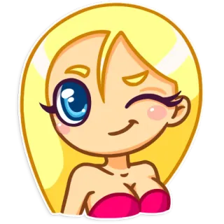 😉 57be40c8 การ์ตูน, ผมบลอนด์, ผู้หญิง, อีโมจิ, สติกเกอร์, น่ารัก telegram sticker