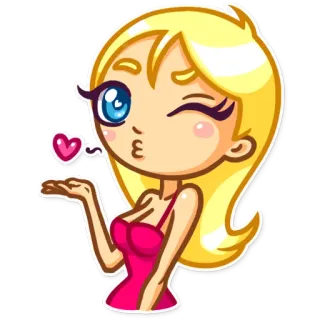 😘 abc73e3f การ์ตูน, ผู้หญิง, หัวใจ, จูบ, ผมบลอนด์ telegram sticker