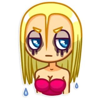 🐼 b1f7ccef สติกเกอร์, อีโมจิ, ผมบลอนด์, ร้องไห้, การ์ตูน, เศร้า, น้ำตา telegram sticker