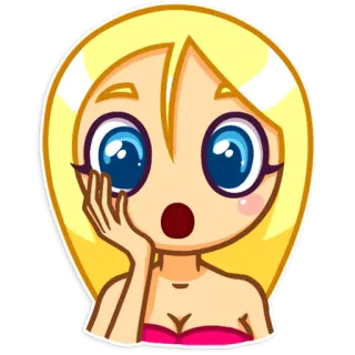 😯 dda088f0 การ์ตูน, ผู้หญิง, ประหลาดใจ, ผมบลอนด์, เด็กผู้หญิง telegram sticker