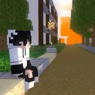 🤗 27e37b70 마인크래프트, 애니메이션, 캐릭터, 앉아있는, 공원 telegram sticker