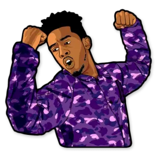 💪 8a18d355 남자, 사람, 만화, 보라색 위장 셔츠, 축하, 신남 telegram sticker
