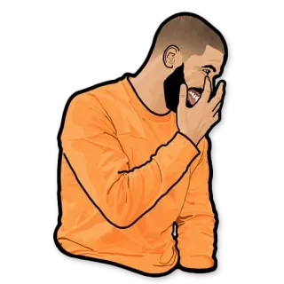 🤲 9affd5b4 남자, 얼굴 감싸기, 주황색 셔츠, 수염, 일러스트, 초상화 telegram sticker