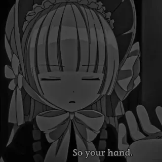 ♠️ 04fe8a8f So your hand. アニメ, 白黒, 手, 女性, メイド telegram sticker