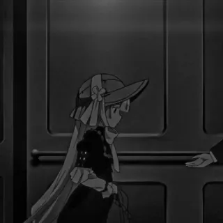 ♠️ fa9d5c72 アニメ, 女の子, 帽子, ドレス, グレースケール, 漫画 telegram sticker