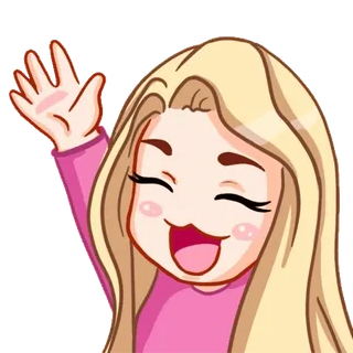 🫠 495c1439 мультфильм, машущий, блондинка, весёлый, дружелюбный telegram sticker
