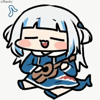🎸 07ade3d7 Gawr Gura 动漫, Vtuber, Hololive, Gawr Gura, 鲨鱼, Q版, 尤克里里 telegram sticker