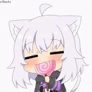 🍭 92137d77 动漫, 猫娘, 棒棒糖, 卡哇伊, 可爱, Q版 telegram sticker