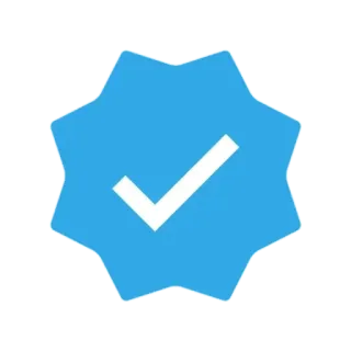 ✅ 1853de11 terverifikasi, lencana, centang, centang biru, media sosial, autentikasi, tanda, disetujui telegram sticker