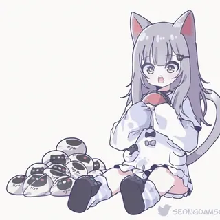 🤔 50cdd257 nya Anime, Gato, Chica, Lindo, Kawaii, Manga, Sticker telegram sticker