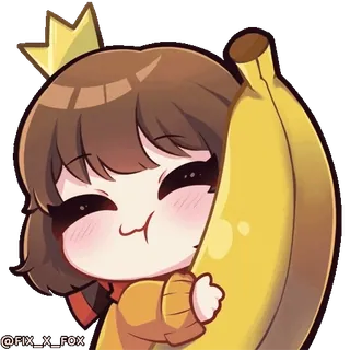 🥰 44360c75 @FIX_X_FOX Мультфильм, Милый, Банан, Девушка, Персонаж, Каваи whatsapp sticker