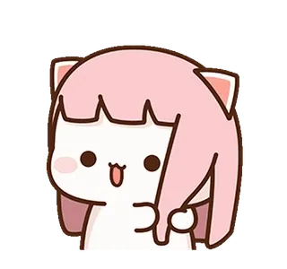 🌸 e5f9bf30 кот, милый, розовый, аниме, мультфильм, каваий whatsapp sticker