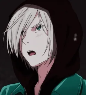 😕 3c6dade3 Аниме, Персонаж, Толстовка, Злой, Белые волосы, Зеленые глаза whatsapp sticker