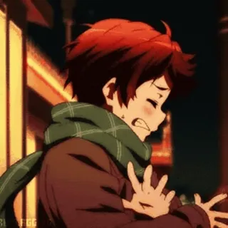 😥 a0ca1352 Аниме, Парень, Шарф, Грустный, Расстроенный, Плачущий, Эмоциональный, Мультфильм whatsapp sticker