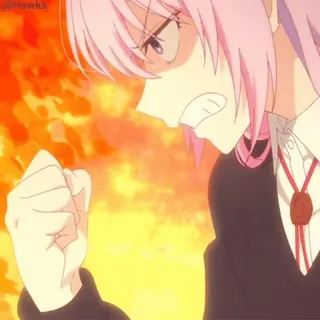 😡 06c10d45 Anime, Marah, Rambut pink, Karakter, Api whatsapp sticker