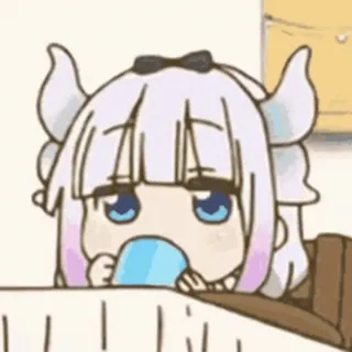 ☕ 22237d2e Kanna Kamui Miss Kobayashi's Dragon Maid Anime, Kanna, Dragon Maid, Kawaii, Imut, Minum, Kanna Kamui whatsapp sticker