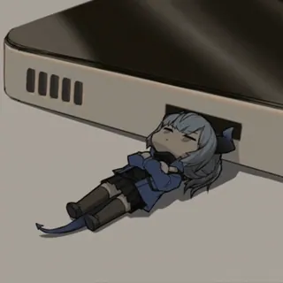 👾 6616280a chibi, anime, kartun, imut, tidur, telepon, gadis kartun, seni digital whatsapp sticker