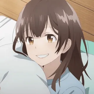 ❤ ab06310e Anime, gadis, tersenyum, rambut coklat, imut, kartun whatsapp sticker