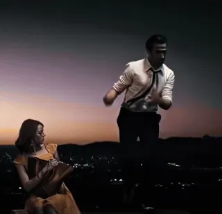 🌟 c38c3847 La La Land film, musikal, romantis, tari, Emma Stone, Ryan Gosling whatsapp sticker