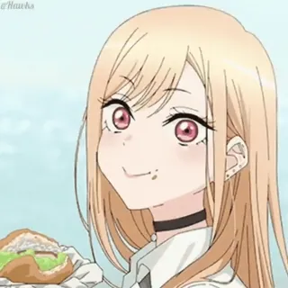 🍔 e56b8ae5 Marin Kitagawa My Dress-Up Darling Anime, Pirang, Lucu, Sandwich, Gadis, Karakter whatsapp sticker