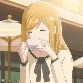 ☕ eeb04def Anime, Gadis, Kopi, Minuman, Pirang, Lucu whatsapp sticker