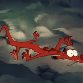 ☹️ 96c3f7ed Mushu Mulan มูชู, มังกร, มู่หลาน, ดิสนีย์, การ์ตูน, สีแดง whatsapp sticker