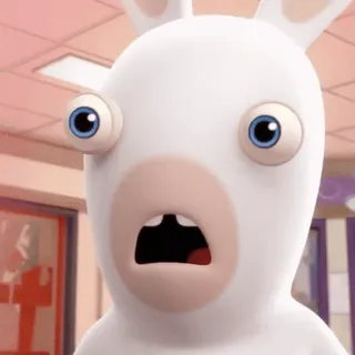 ☺️ 2341e4a5 Rabbids Kartun, Kelinci, Lucu, Terkejut, Mata telegram sticker