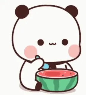 😋 167595d9 panda, imut, kawaii, semangka, kartun, binatang whatsapp sticker